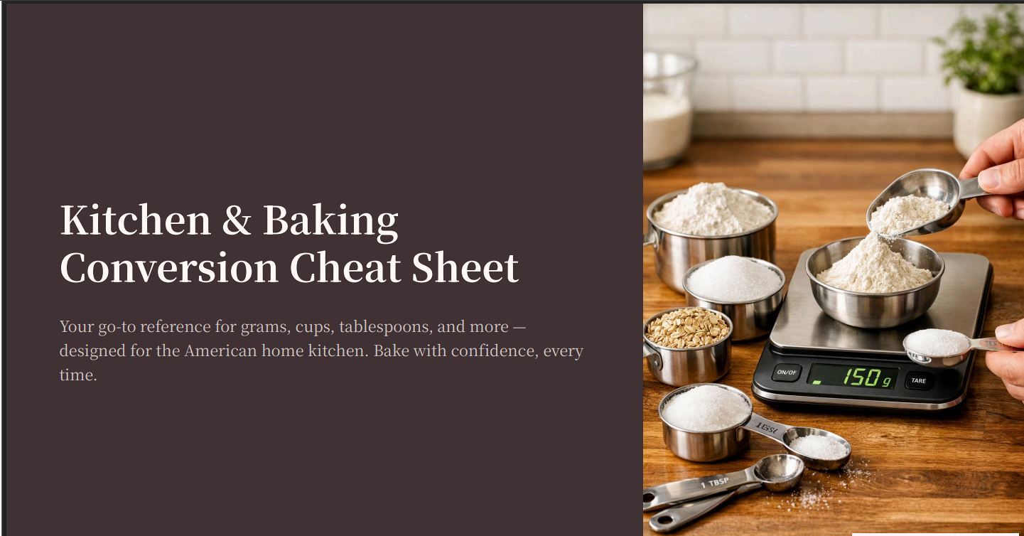 Kitchen & Baking Conversion Cheat Sheet